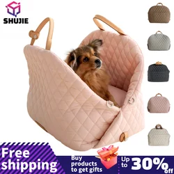 Bolsa de transporte de lujo para perros pequeños y gatos, asiento de coche, cama de viaje para mascotas, portátil, lavable, bolsa de transporte para cachorros, elevador de seguridad para mascotas