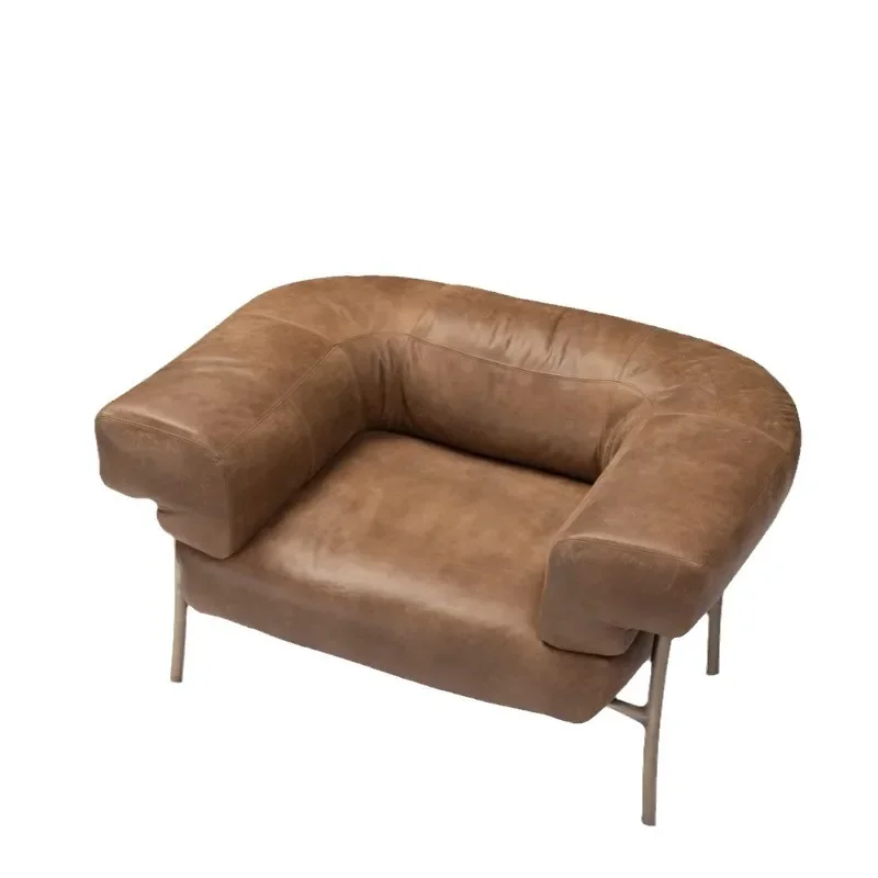 

Design three-person leisure living room sofa brown small apartment sofa