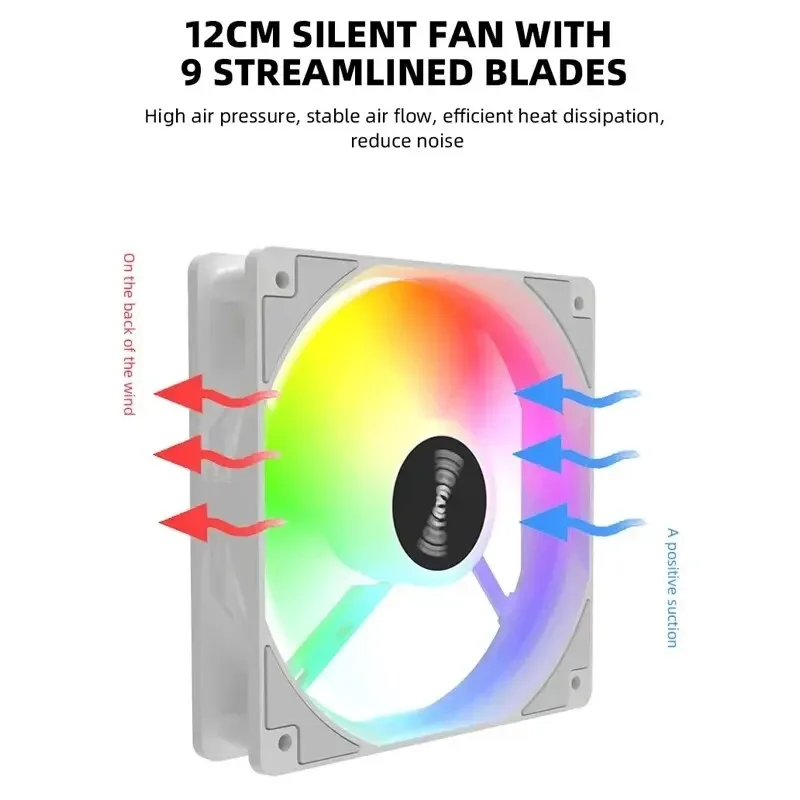 TEUCER PC case fan 120mm 12V RGB color light effect desktop computer radiator fan Big 4in