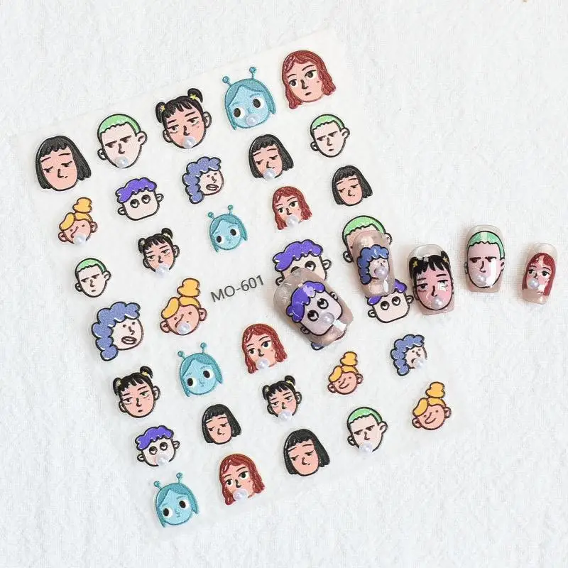 Cartoon Cute Bubble Blowing Girl Nail Art Stickers Manicure Decals Decoration Summer Nail Charm Nail Salon Accessories