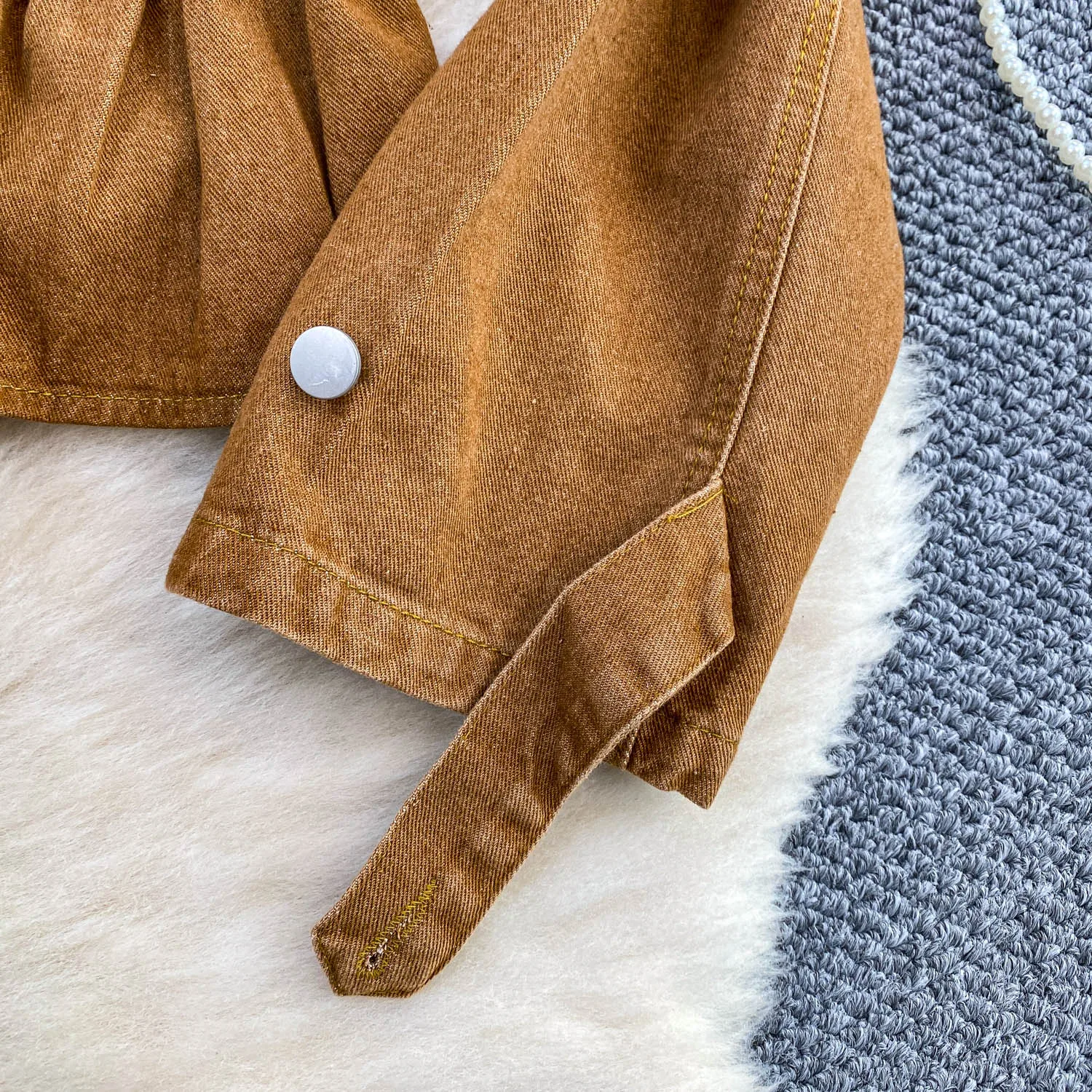 Moda miçangas diamantes marrom denim casaco feminino com decote em v cintura fina design feminino topos jaqueta feminina primavera outono outerwears