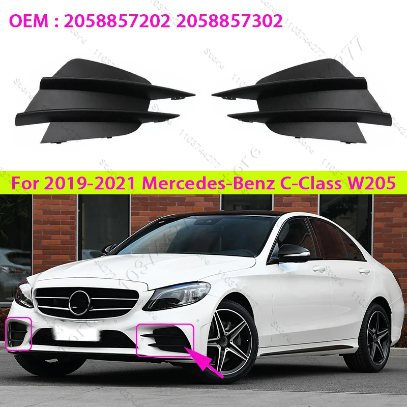

For 2019-2021 Mercedes-Benz Chass W205 C-Class C300 Front Bumper Fog Lamp Grille 2058857202 2058857302