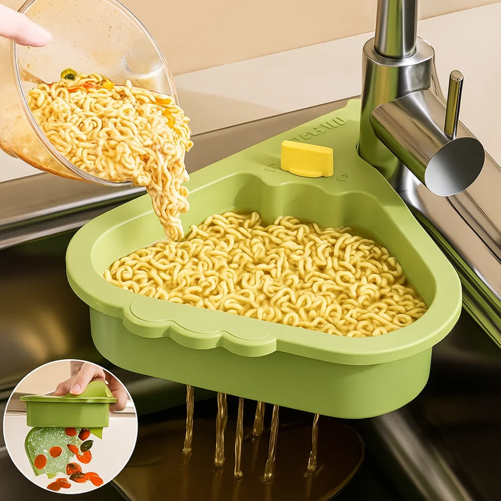 2pcs Punch-free Sink Drain Basket Triangular Creative Multi-functional Pool Openable Bottom Cover Quickly Drain