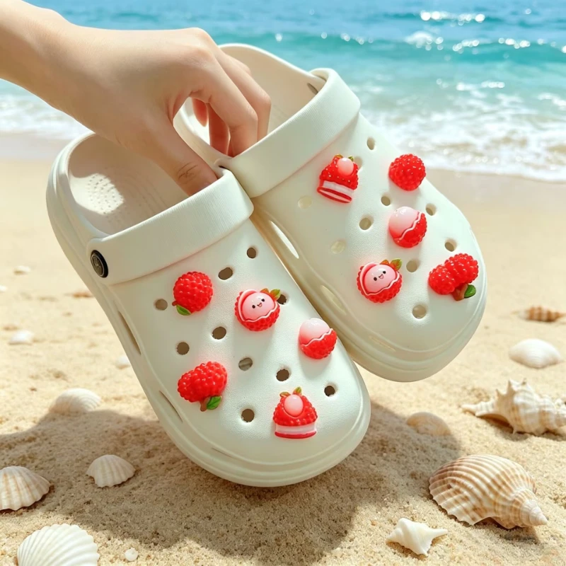 10PCS Shoe Charms Set Lychee Gummy Fashion Accessories Hole Shoe Buckle Cute 3D Decorations for Bogg Bag G
