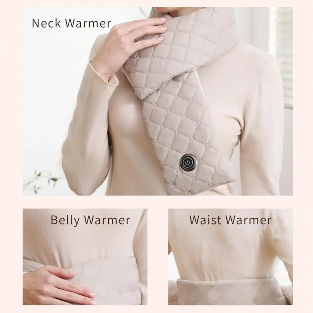 Women Electric Heating Scarf USB Charging Electric Heating Pad Neck Scarf Snowproof Electric Heating Wrap For Daily Wear