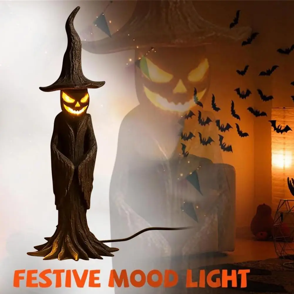 هالوين سطح المكتب الديكور Led اليقطين الشعر ضوء ساحر اليدوية الراتنج الساحرة تمثال مصباح مع ليد ليلة لجميع القديسين #3