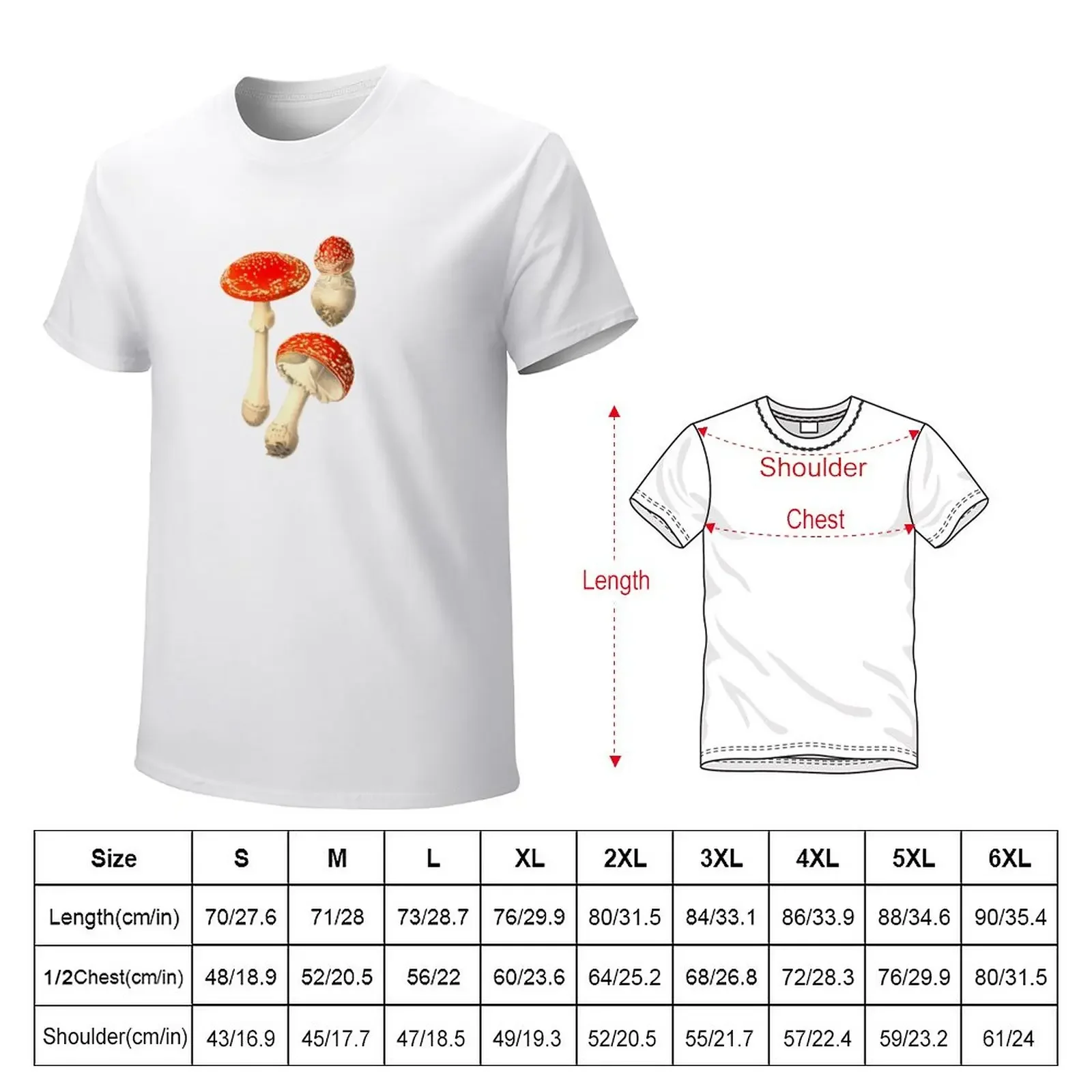 Magic Mushrooms, Amanita Muscaria Toadstool, Fly Agaric Shrooms, Mycology Botanical Illustration, Red Fungi, Woodland Fu T-Shirt