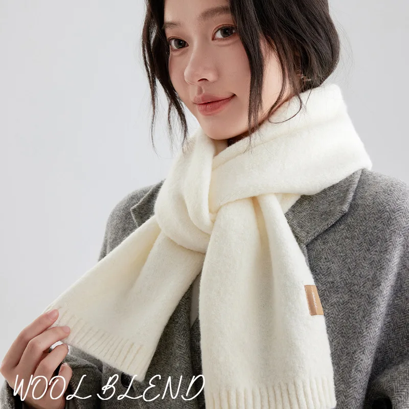 الصلبة اللون وشاح من الصوف المرأة الخريف والشتاء كبار الشعور أزياء بسيطة متعددة الاستخدامات سميكة الدافئة النسخة الكورية محبوك
