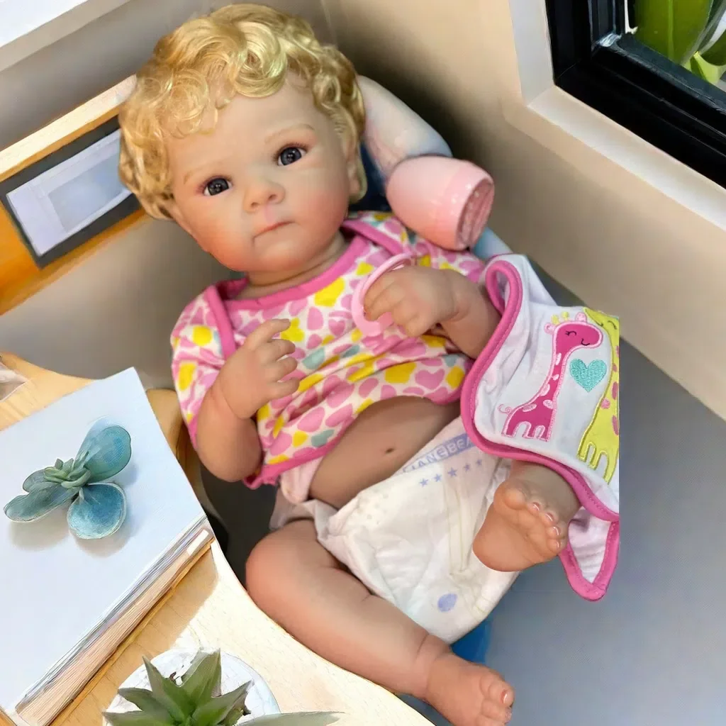 18 Cal Bettie całe ciało miękka silikonowa odrodzona dziewczyna z ukorzenionymi Blond kręconymi włosami wodoodporna prezenty dla noworodka dla dziewczynek Bebe