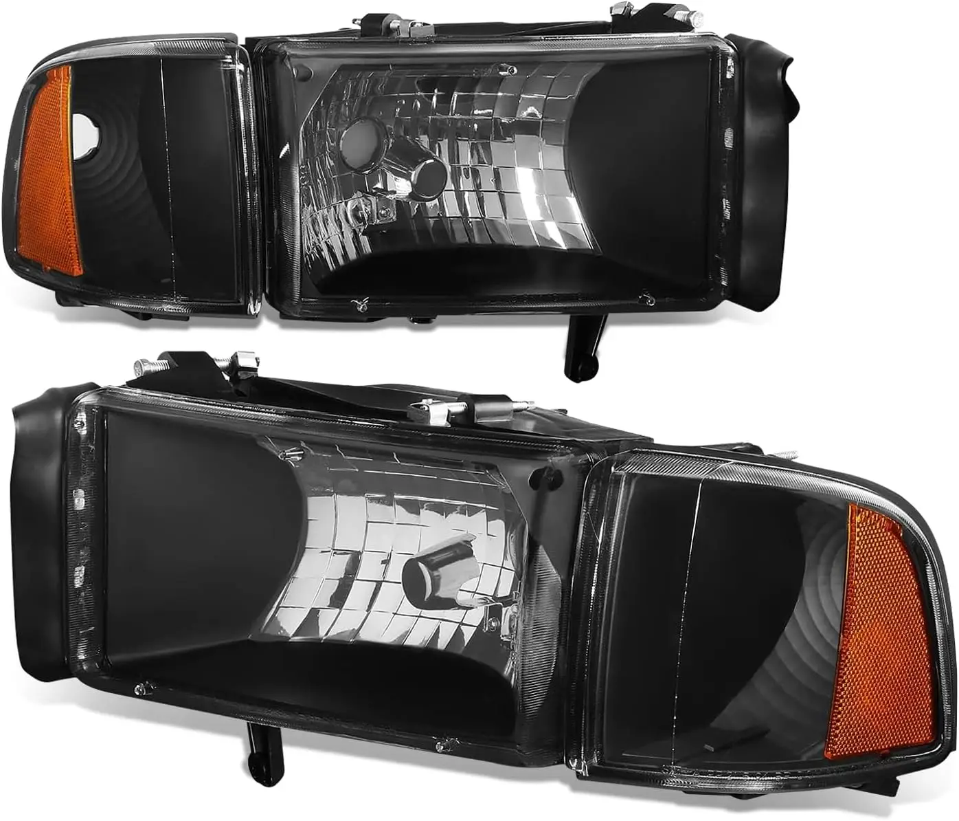 

Headlights Assembly Compatible with 1994-2002 Dodge Ram 1500 2500 3500 Non-Sport, 4Pcs Driver and Passenger Side Halogen Headlam