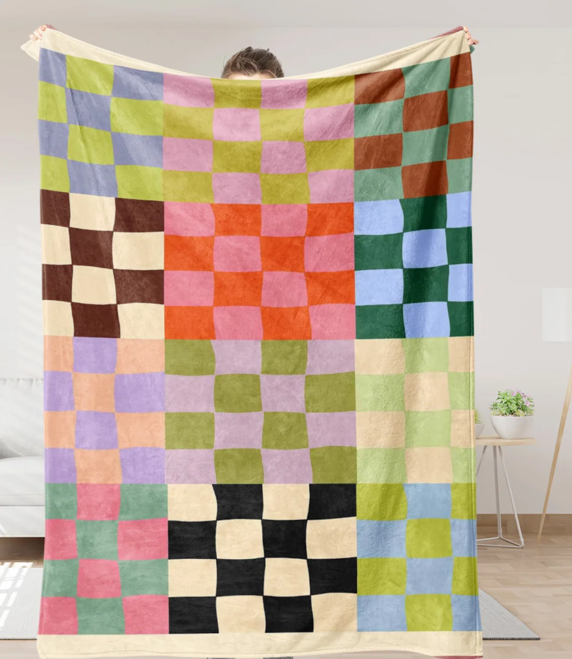 Bunte karierte Decke, Kapuzendecke, weiche Flanell-Babydecke, gemütliche Decke für Erwachsene, Kinder, Hundedecke, Mädchendecke, Geschenk
