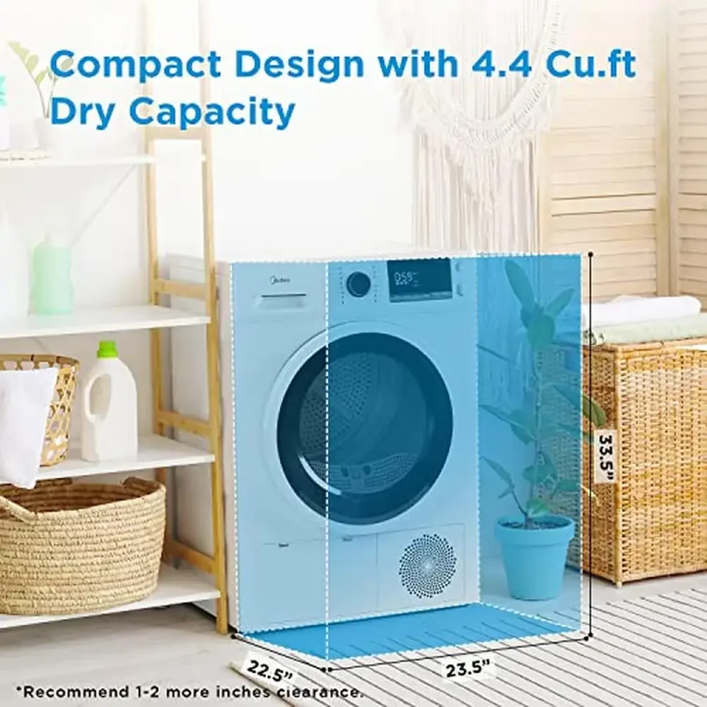 Energy Efficient Ventless Stackable Heat Pump Dryer 4.4 Cu.ft White Reduce Wrinkles Space Saving Smart Drying ENERGY STAR