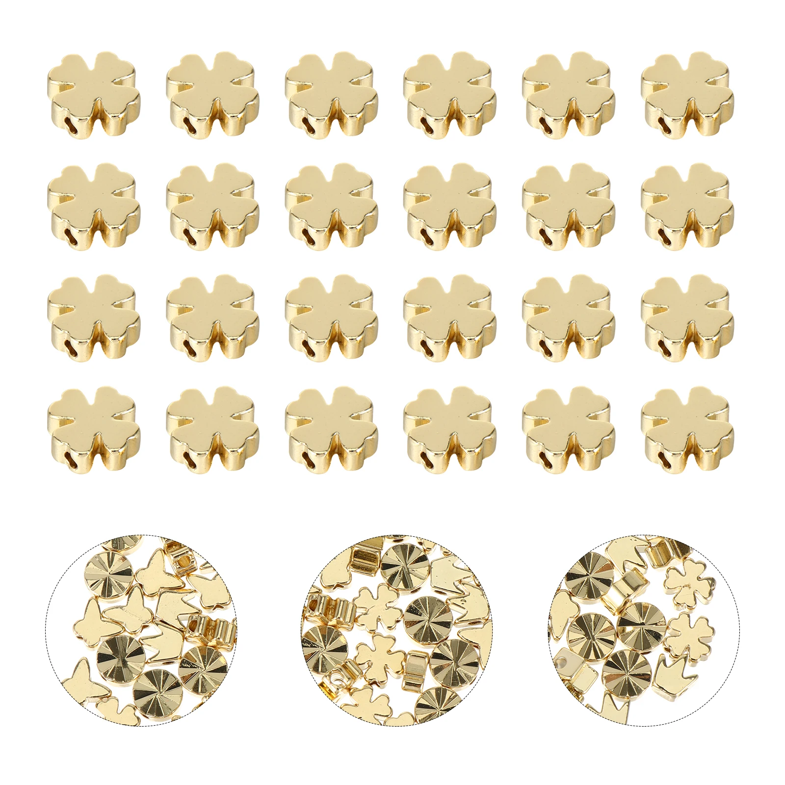 

60 Pcs Spacers Four Leaf Jewelry Beads Charm Necklace Making Alloy Jewellery Kit