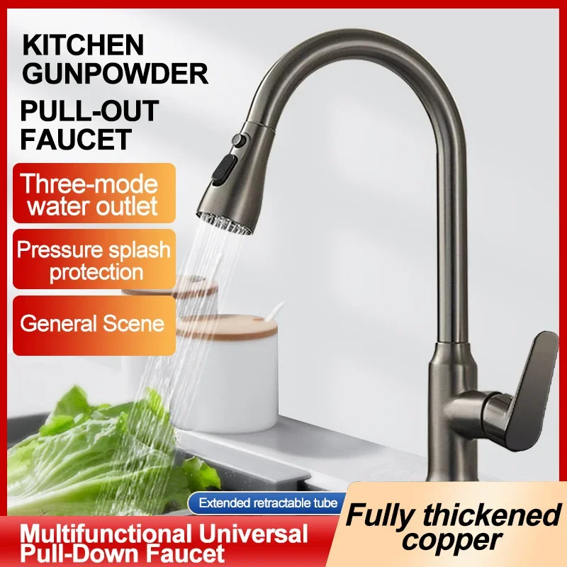 

Home Kitchen Hot and Cold Dual Control Faucet Sink Stainless Steel Vegetable Sink Sink Three Water Modes Home Pull-out Faucet