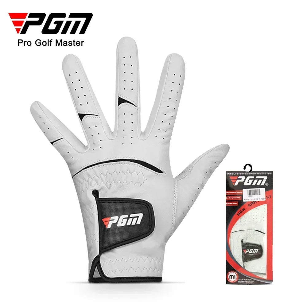 PGM Men Golf Gloves Kid White Cape Genuine Leather Sport Hand Glove Wear Breathable Skid-proof Single Left Right Handed ST025