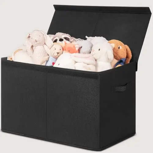 

INDRESSME 25"x13"x16" Большая корзина для хранения игрушек, складные контейнеры для хранения с разделителями, ящики для игрушек для шкафа, игровой комнаты, спальни