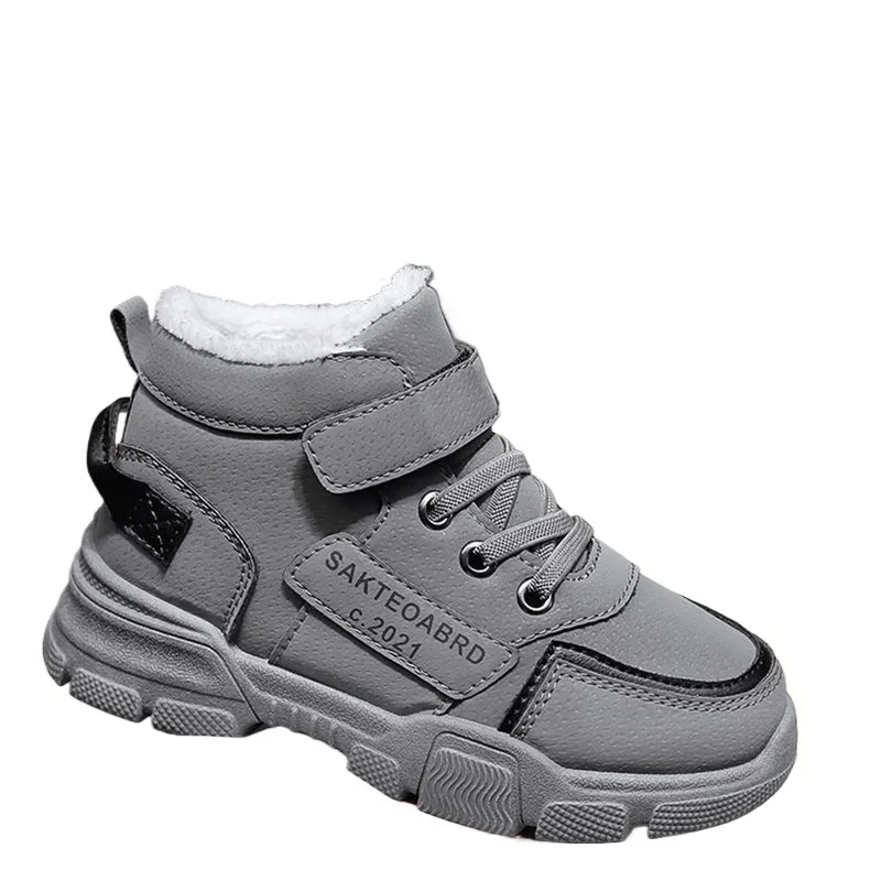 Зимние Ботинки Детские Children Shoes Warm Plush Kids\' Winter Shoes Comfortable Simple Snow Boots Antiskid Fashion Boy Sneakers