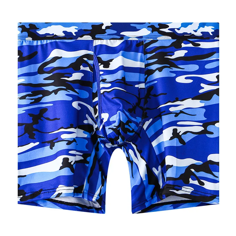 

Men's Bulge Boxy Underwear 3/4 Length Camo Print Boxer Briefs Relaxed Fit Anti-Chafing Casual Athletic Underwear Sports Trunks