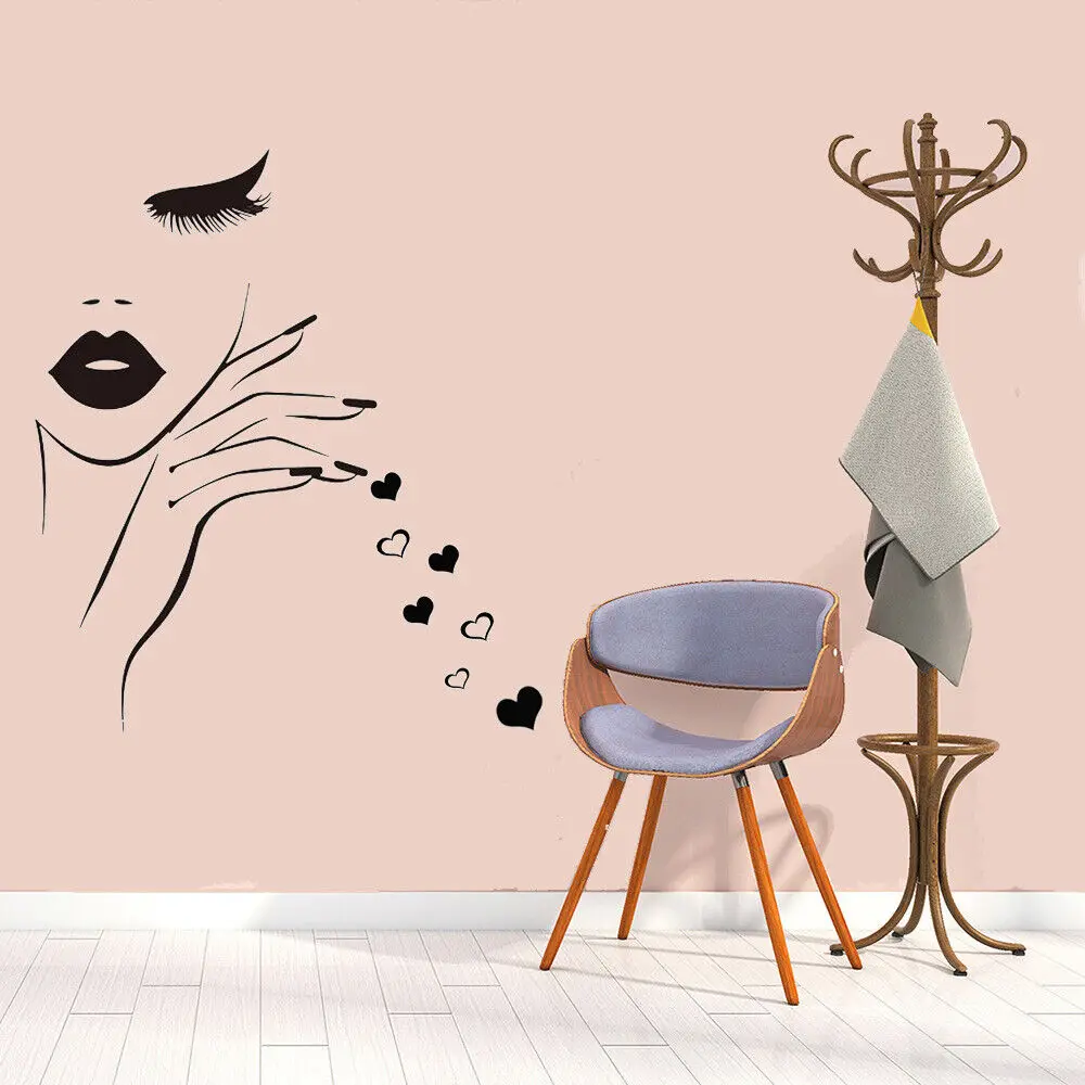 Wall Decal Beauty Salon Manicure Nail Salon Hand Girl Face Vinyl Sticker Home Hairdresser Hairstyle Wall Sticker Decor Product