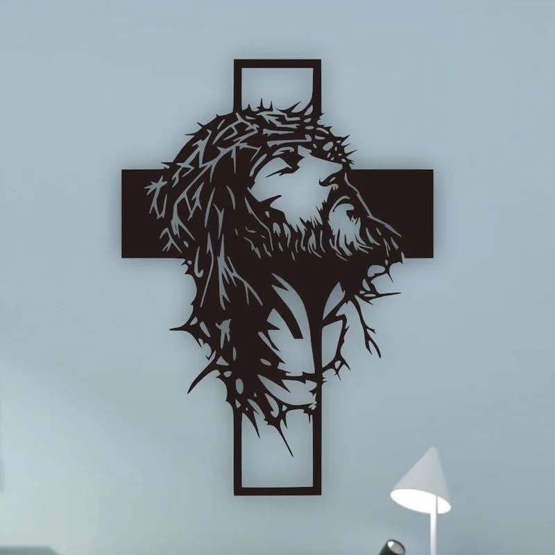 CIFBUY Metal Wall Art Jesus Cross Iron Hanging Plaque Rustproof Sculpture for Home Church Prayer Room Decor Accent Stylish