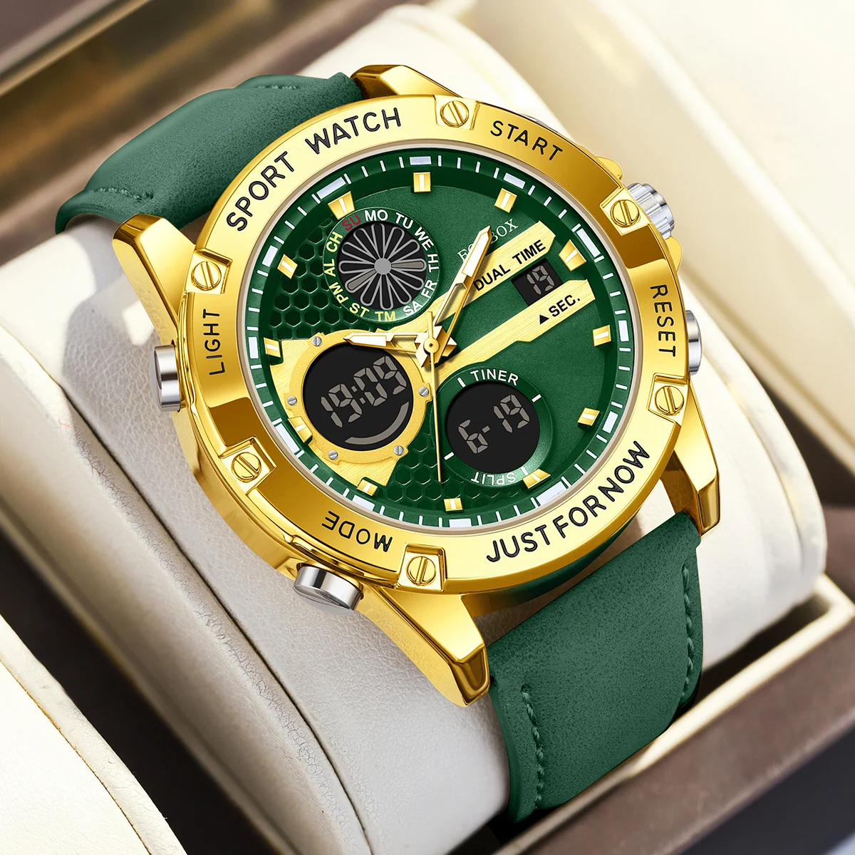 FOXBOX 2026 Men Watch Fashion Business Luminous Chronograph Quartz Wristwatch Waterproof Date Week Leather Strap Watches for Men