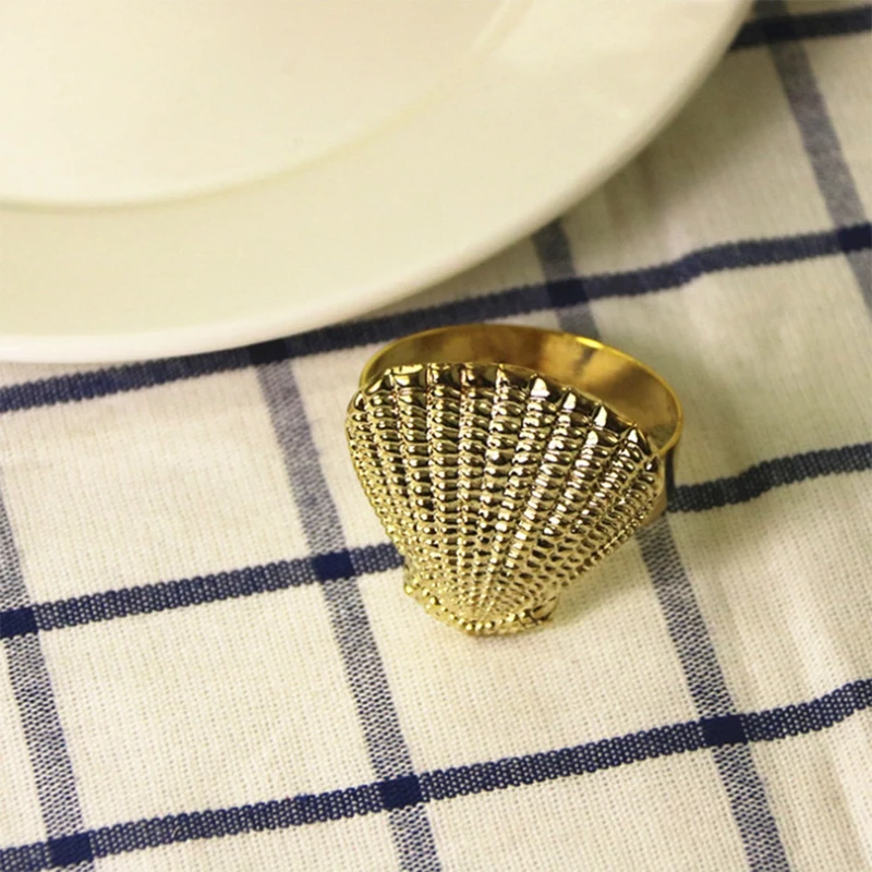 HOT-Simple Modern Napkin Buckle, Shell Shaped Napkin Ring, Hotel Table Set Cloth Ring, Paper Towel Ring(10 PCS)