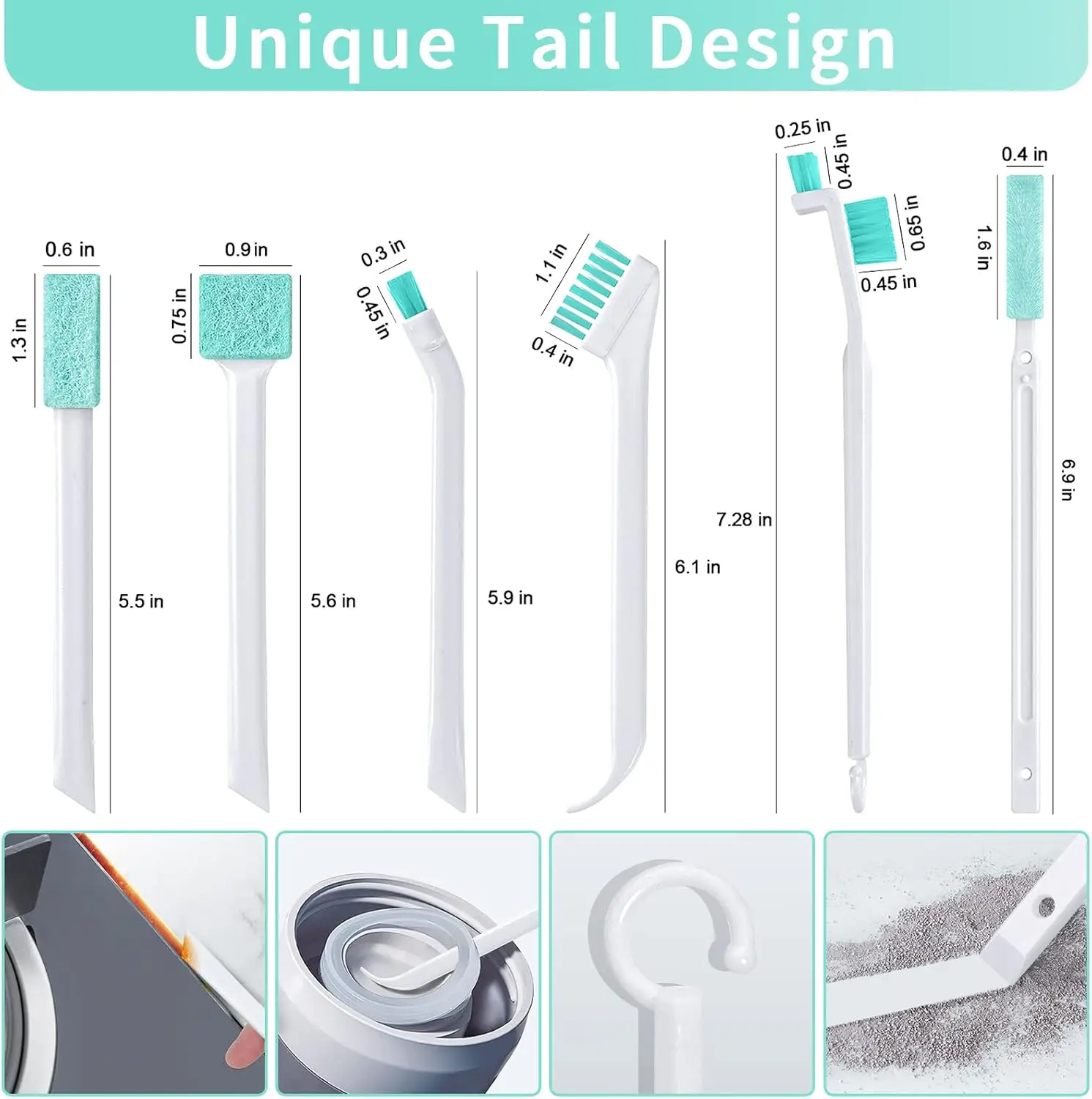 Small Cleaning Brush Set for Tight Spaces, 8pcs Crevice Cleaning Brushes for Household Use, Mini Cleaning Tools for Humidifier view 6