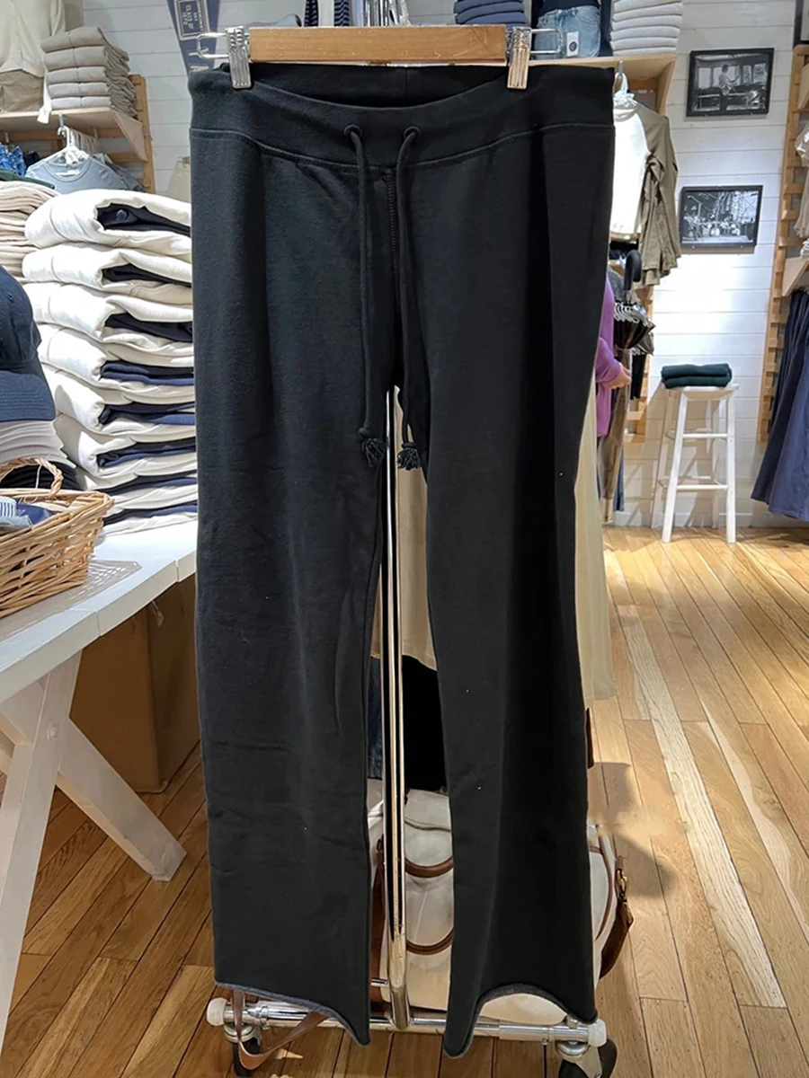 Simple Basic Solid Drawstring Joggers Sweatpants Women Spring Casual High Waist Wide Leg Pants Vintage Streetwear Loose Trousers
