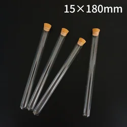 24pcs/lot 15x180mm Lab Clear Glass Round Bottom Test Tube With Cork For Wedding Or School Laboratory