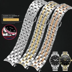 Curved end watchband Solid metal stainless steel No Gap Band For Rossini Longines Seiko Butterfly Men watch strap 19 20 21mm 22m