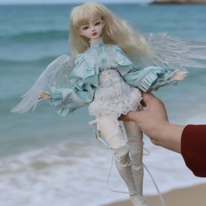 Oficjalna lalka Joybjd 1/4 Bjd Ivy Sd z miętowo-zieloną koszulką w stylu europejskim i anielskimi skrzydłami, lalka kolekcjonerska dla kolekcjonerów.