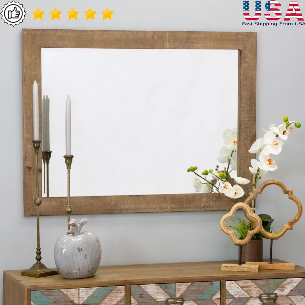 Wood Wall Mirror White 40