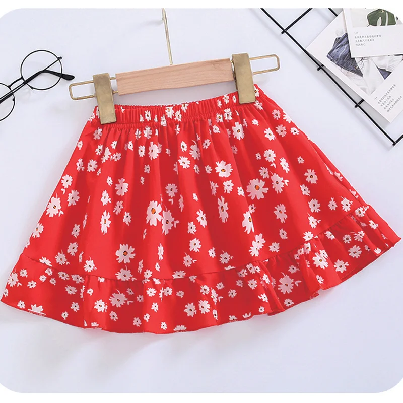 Kids Girls Print Flower Baby Girls Elastic Waist Chiffon Floral Skirt Casual Summer Girls Clothes