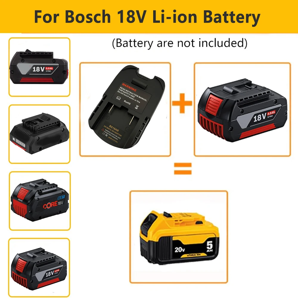 แปลงอะแดปเตอร์แบตเตอรี่สําหรับ Bosch 18V Li-Ion แบตเตอรี่แปลงสําหรับ RIDGID สําหรับ AEG 18V Li-Ion แบตเตอรี่เครื่องมือเจาะ BS18AR