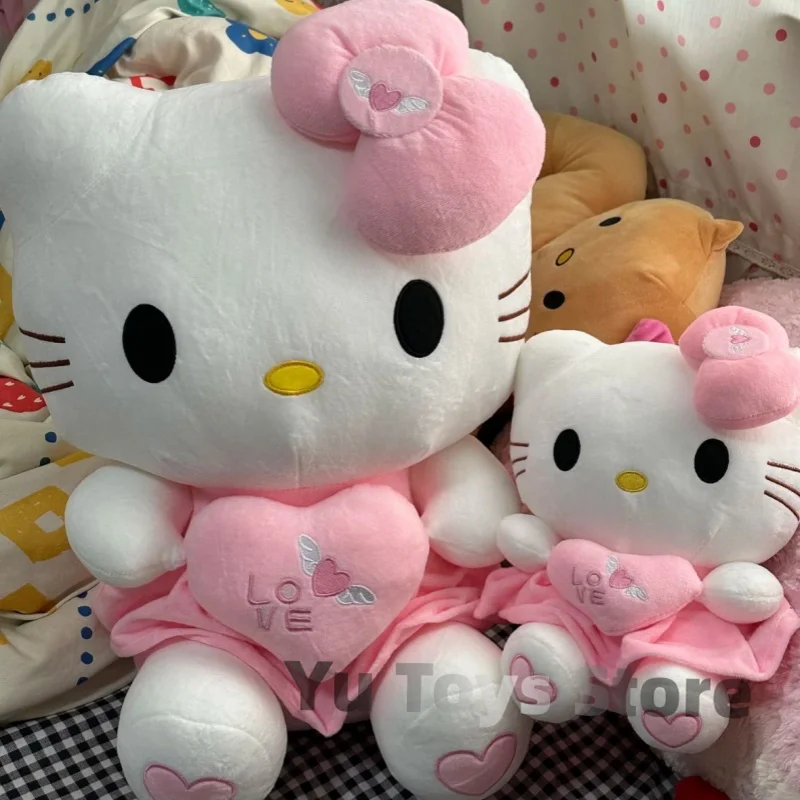 Jouets en peluche Sanurgente Hello Kitty pour enfants, oreiller en peluche rose beurre, jouets Kawaii mignons pour bébé, cadeau spécial Halloween, 25-70cm