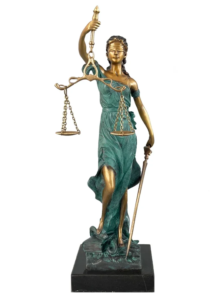 Statue of the Goddess of Justice and Fairness, Bronze Crafts, Decoration, Court Law Firm, Living Room Statue