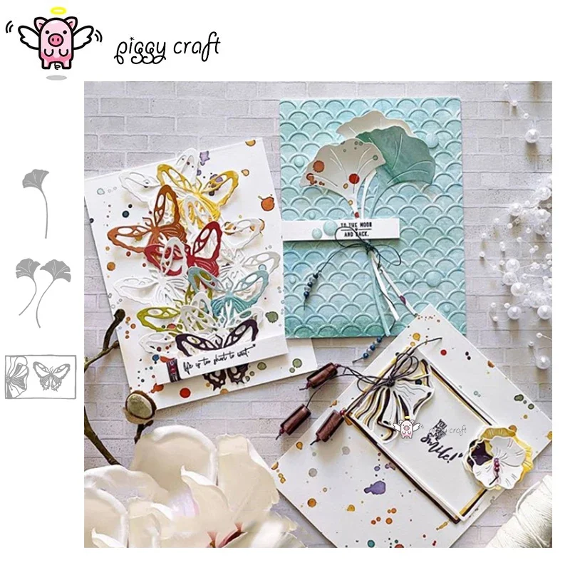 

Piggy Craft metal cutting dies cut die mold Ginkgo leaves decoration Scrapbook paper craft knife mould blade punch stencils dies