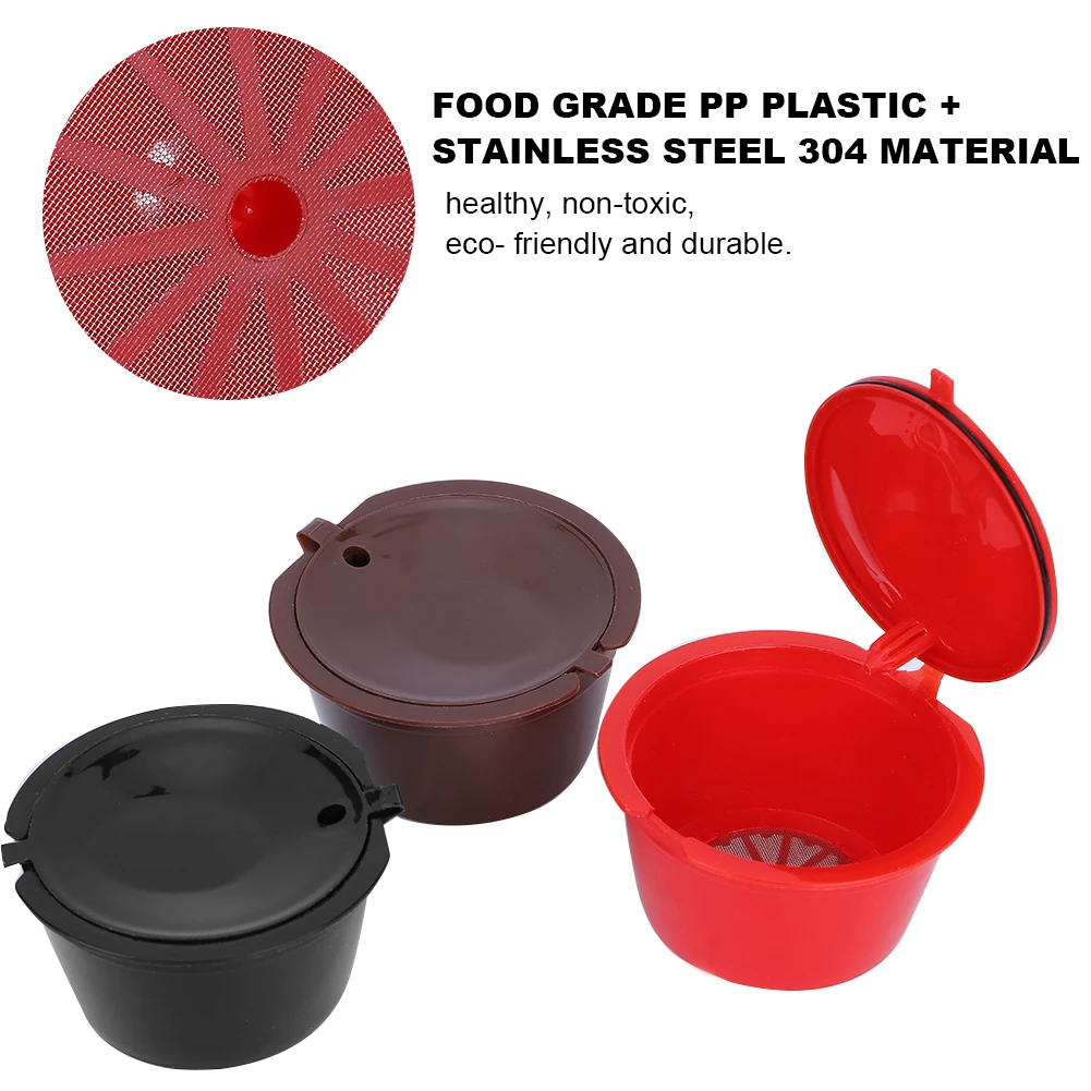 Reusable Refillable Coffee Capsule Filter Cup with Spoon Brush Set Cafe Tools for Dolce Gusto