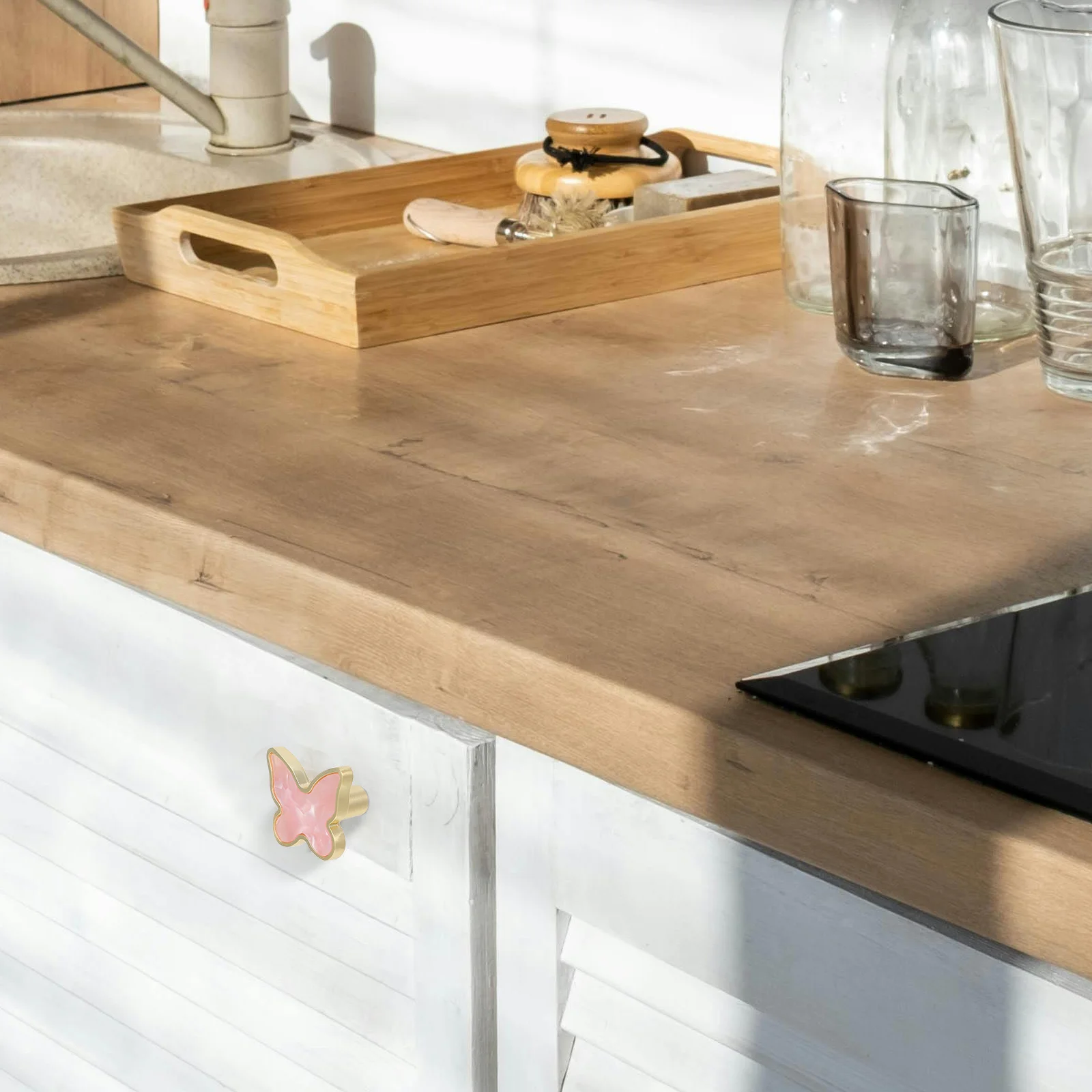 Manopola a farfalla a foro singolo da 2 pezzi Maniglia per cassetto in lega di zinco Maniglia per armadio liscio per comò Armadio Bagno Cucina