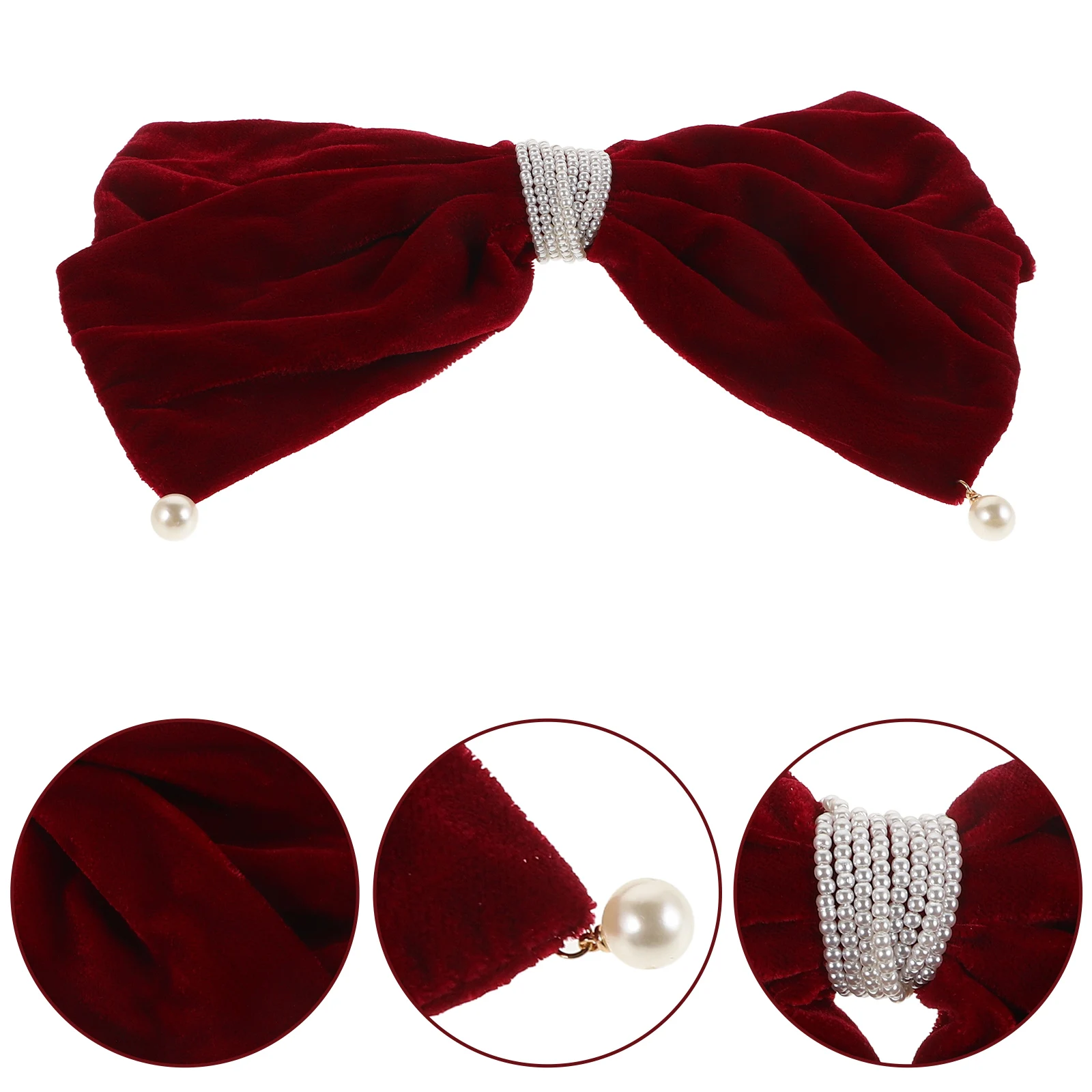 

Bowknot Hair Clips Strong Hold Shark Clip Large Decorative Bows French Pearl Barrette Vintage Women Hair Accessories