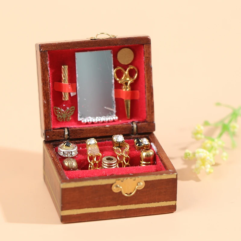 1pc Mini Jewelry Box Model Dollhouse Miniatures Children DIY Miniatures Doll