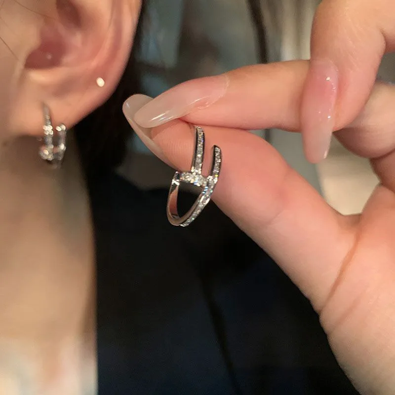 Fashion Nail Earrings Geometric Circle Earrings for Women Simple Design Silver Color Gothic JewelryPartyAccessoriesGiftwholesale
