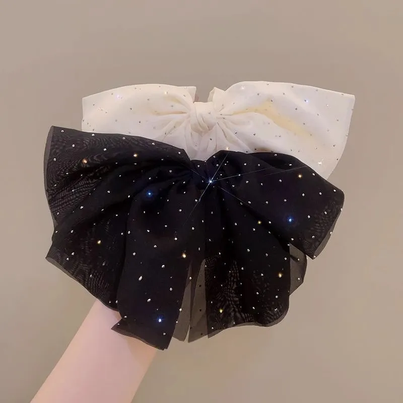 

Заколка для волос из ткани со стразами и бантом для женщин, стиль принцессы, универсальная драпировка, супер фея, ретро, заколка в виде утконоса, аксессуары для волос