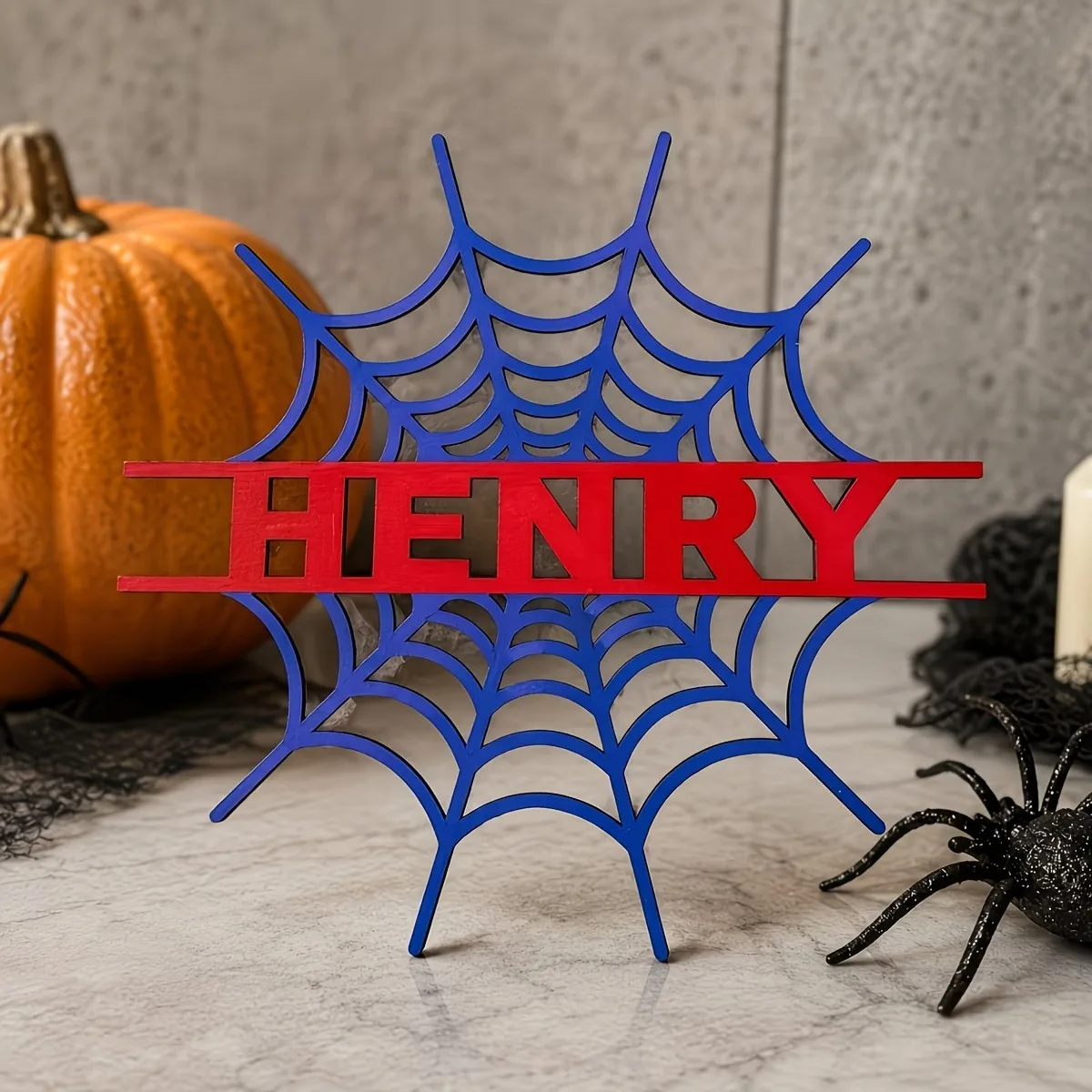 Custom Wooden Plaque|Personalized Spider‑Web Wooden Name Sign With Custom Text, Superhero Fan Wall Decor, Home & Party Decoratio - view 6