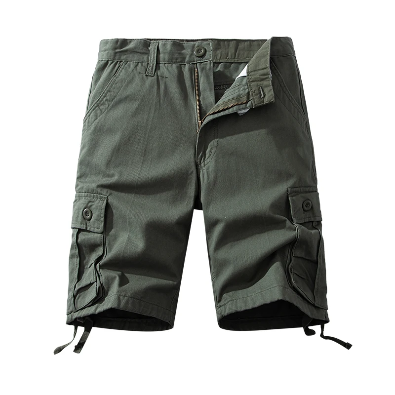 Pantaloncini Cargo estivi da uomo mezzo pantalone in puro cotone con tasche taglia grande vestibilità regolare Homme pantaloncini sportivi da