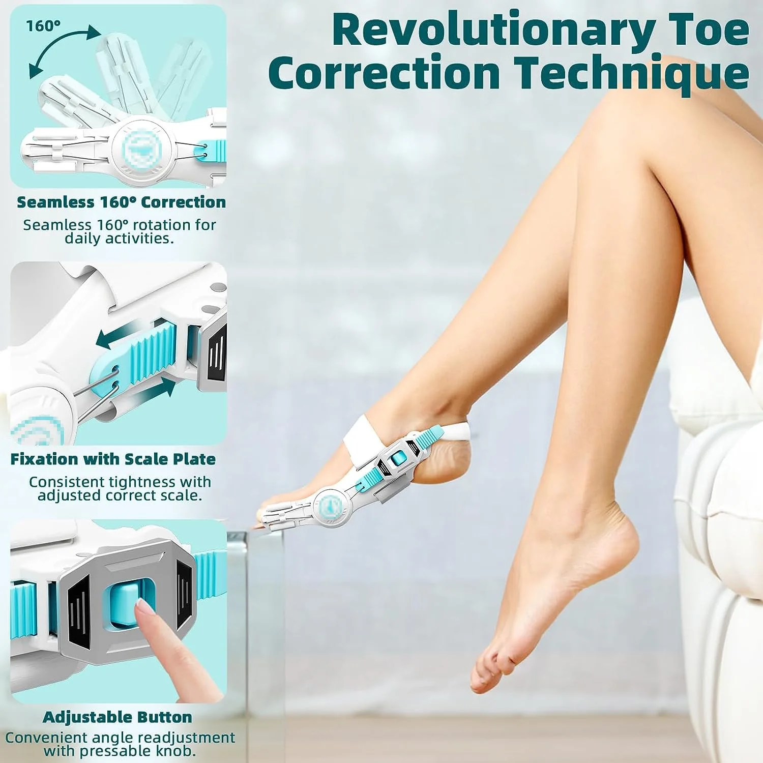 Hallux Valgus Corrector - Adjustable Bunion Splint & Toe Separator, 24H Wear Unisex Orthopedic Foot Alignment Support‌