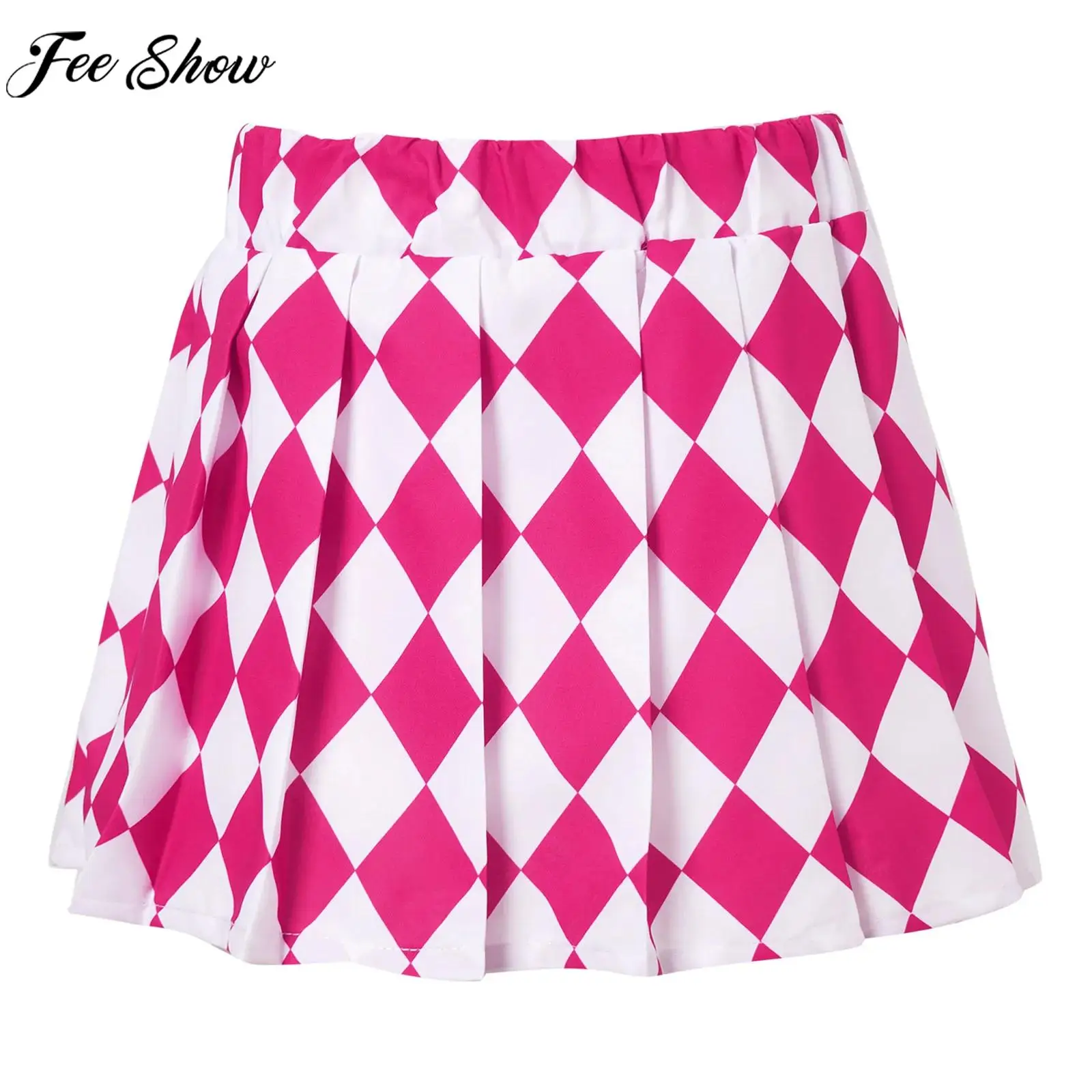 

Children Girls Cheerleading Jazz Dance Skirts Cotton Pleated Plaid Skirt Built in Shorts for School Sports Meeting Performance