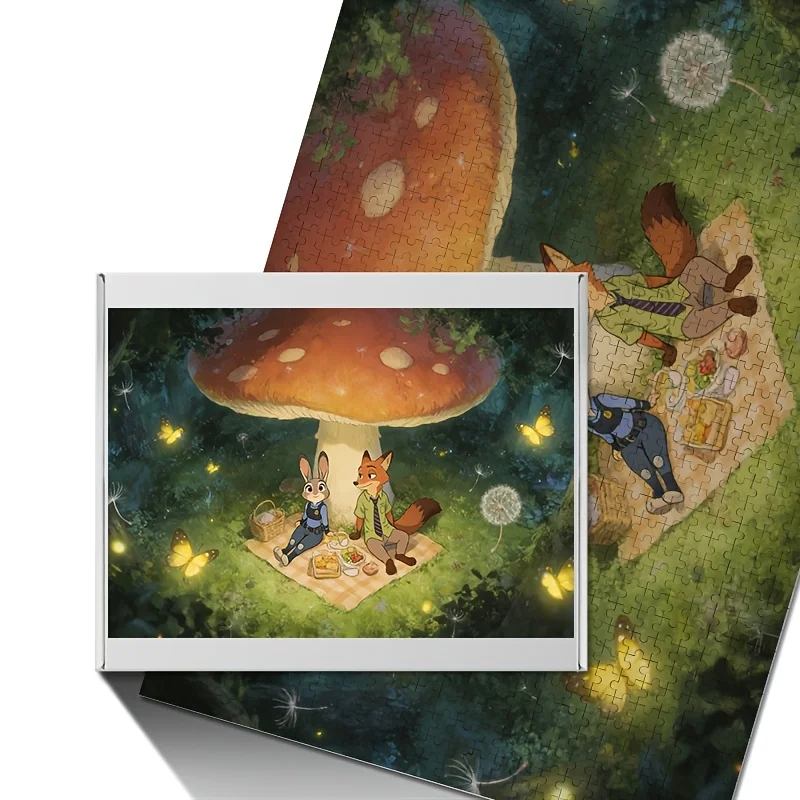 1000 elementów Puzzle z plakatem Disney Zootopia Judy Hopps i Nick Wilde |   Gra edukacyjna o wysokim stopniu trudności, dla dorosłych, odpowiednia do klasy.