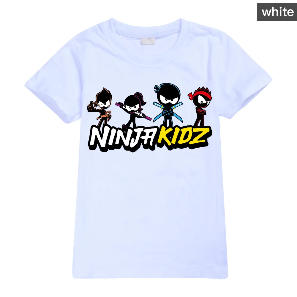 NINJA KIDZ T Shirt Boys Girls Short T-Shirt Summer Cotton Kids Top Cartoon Graphic Tee Funny Harajuku Children O-neck Tshirt