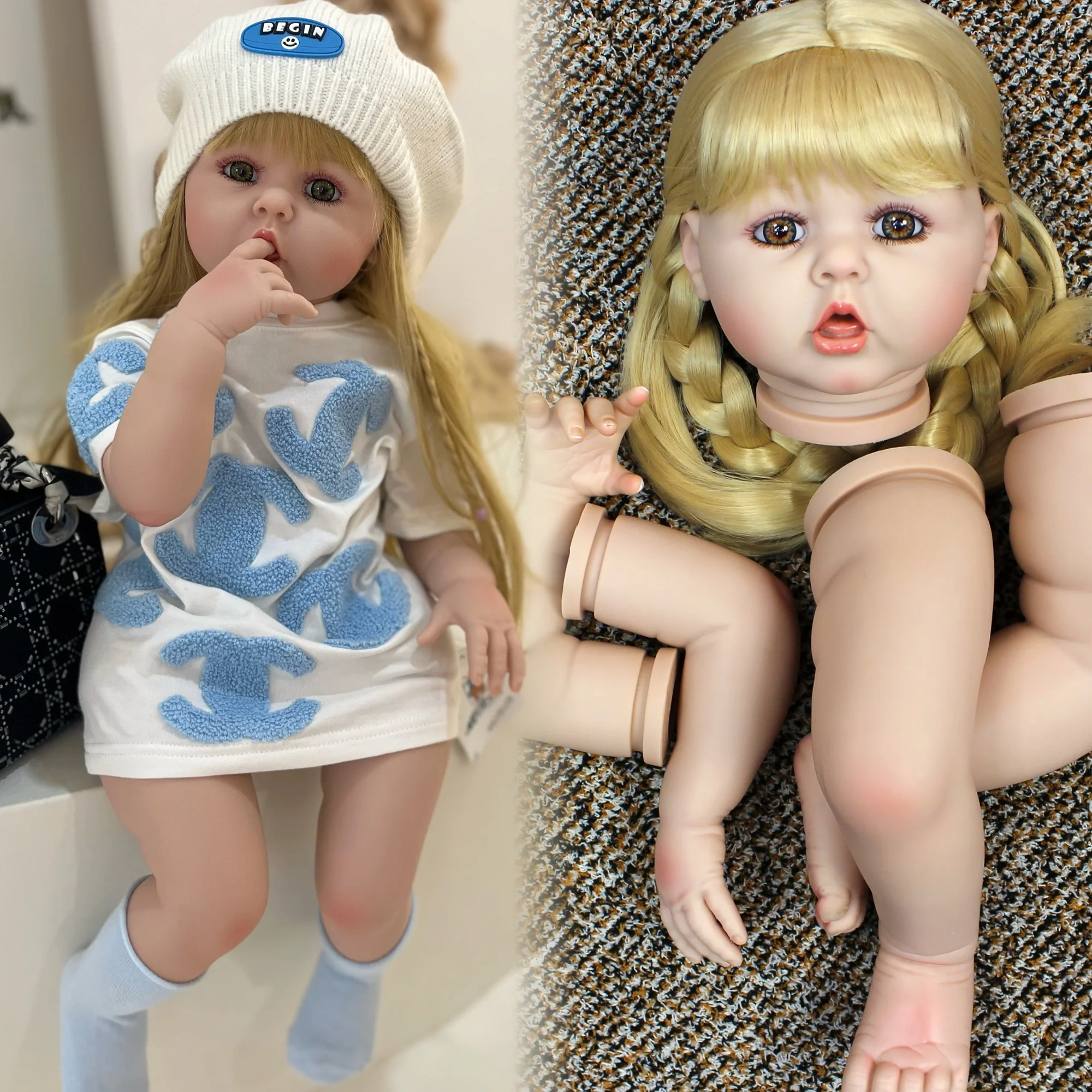 60CM Erin Reborn Doll Kits Painted Unfinished Soft Vinyl Parts Lifelike Newborn Baby Doll Kit Toys For Family's Gifts Kits Bebe